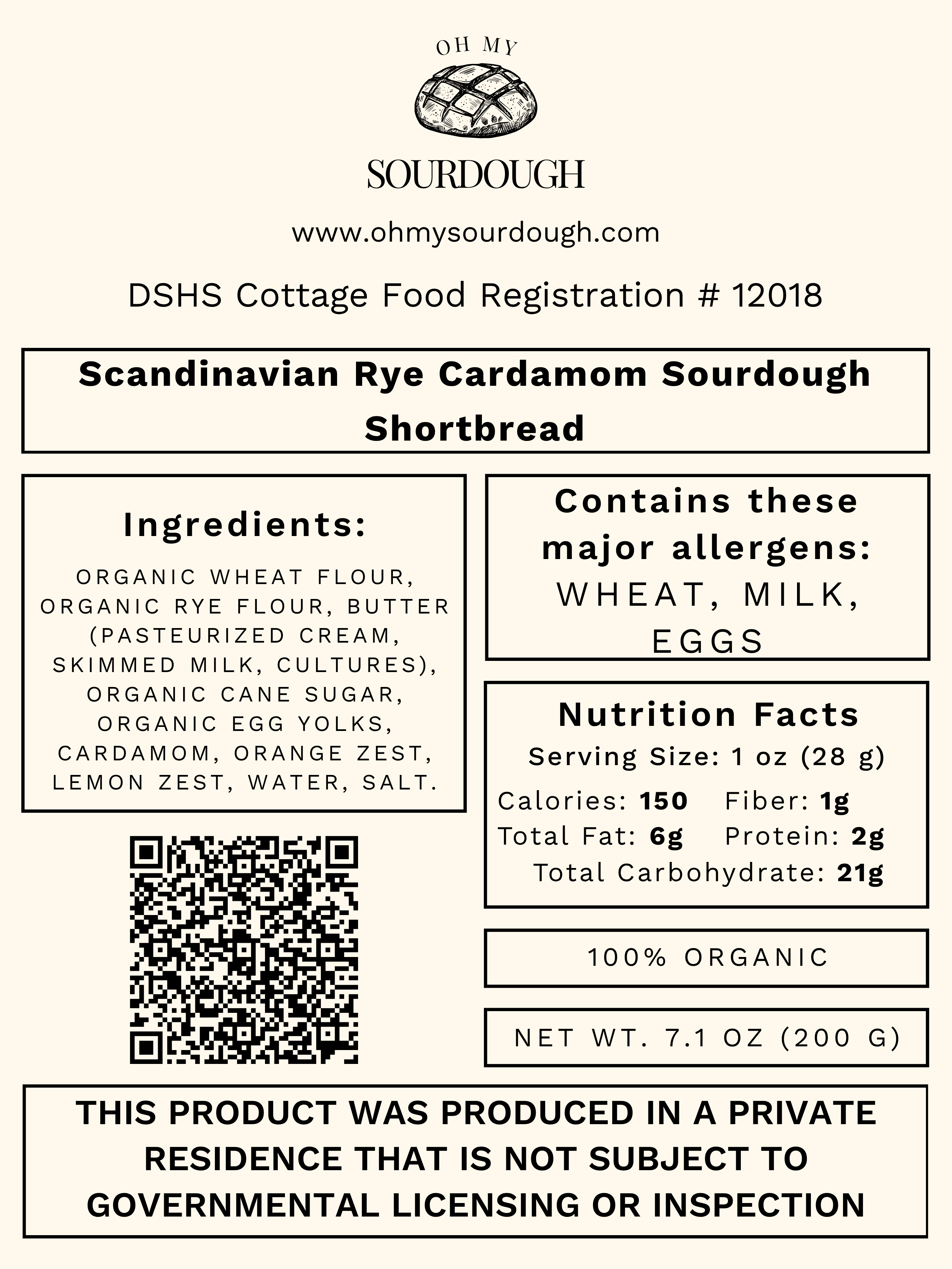 Scandinavian Rye Cardamom Sourdough Shortbread