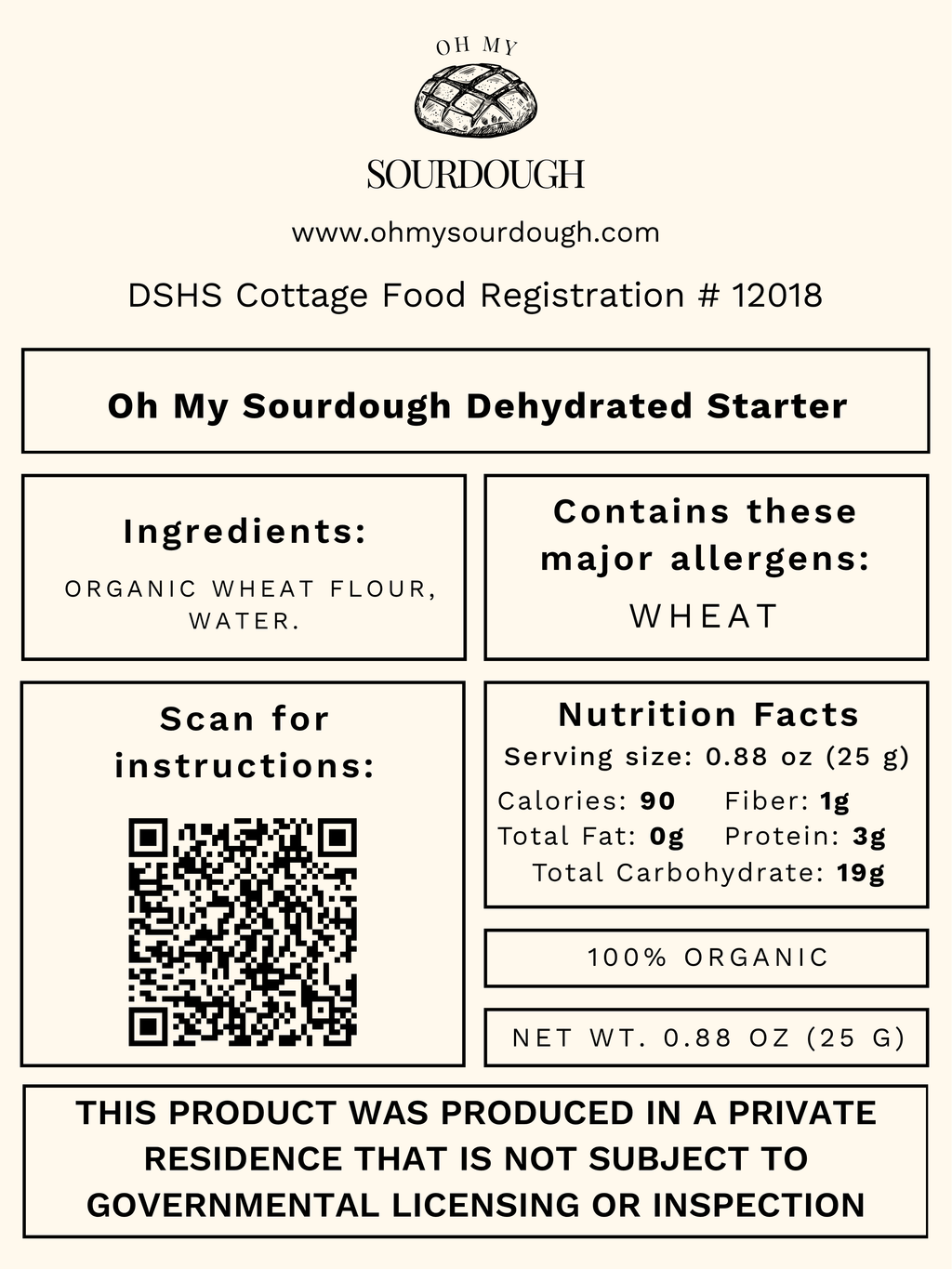 Oh My Sourdough Dehydrated Starter