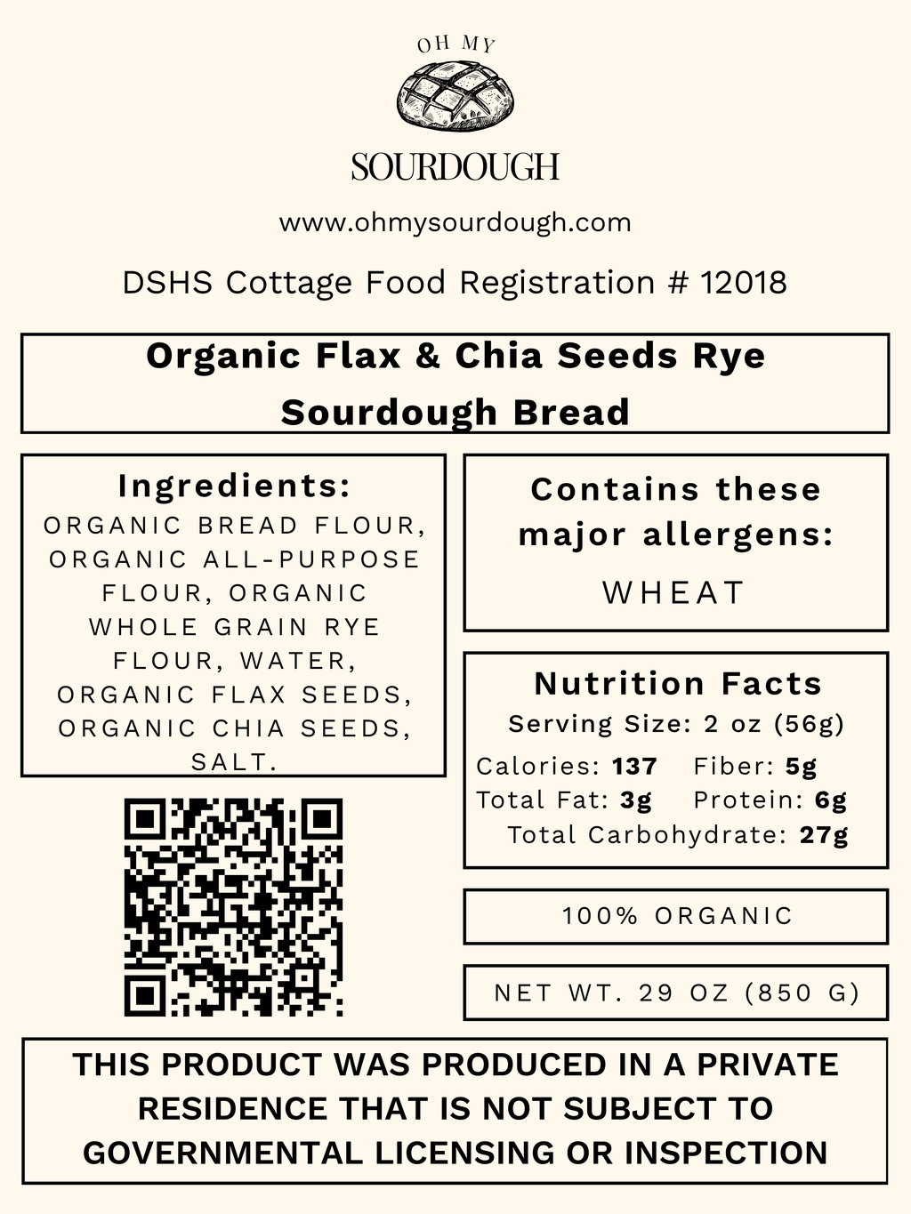 Flax & Chia Seeds Rye Sourdough Bread