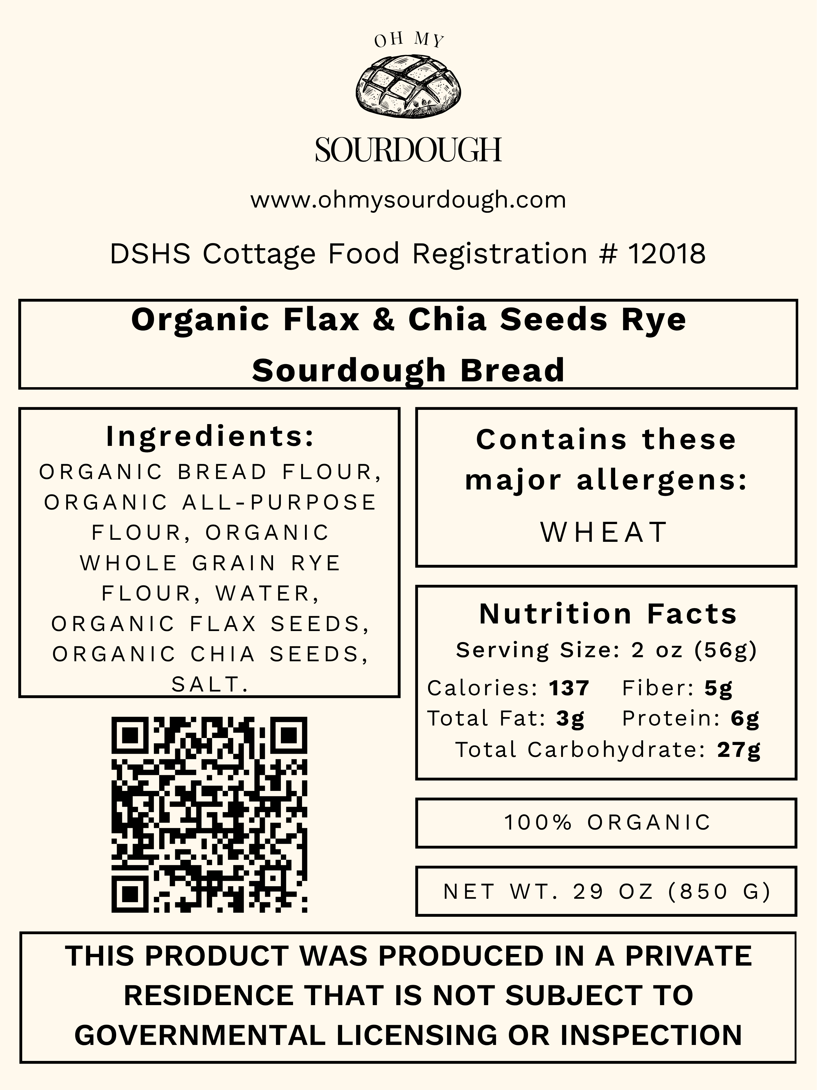 Flax & Chia Seeds Rye Sourdough Bread