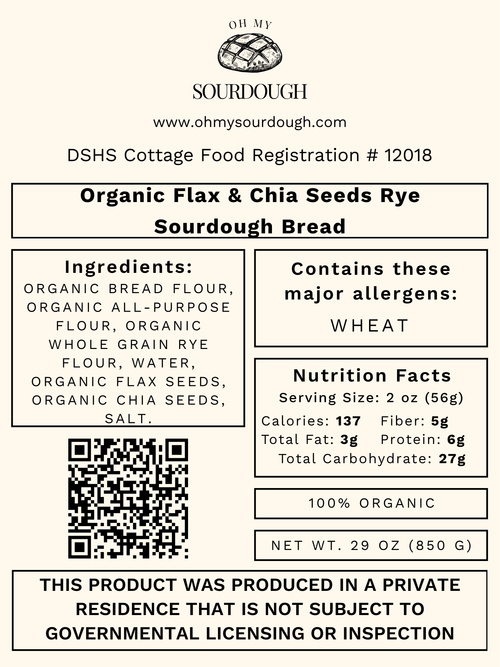 Flax & Chia Seeds Rye Sourdough Bread
