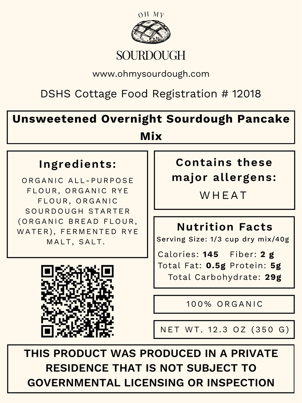 Unsweetened Overnight Sourdough Pancake Mix